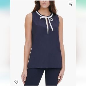 Tommy Hilfiger Womens Tie Front Sleeveless Blouse Top